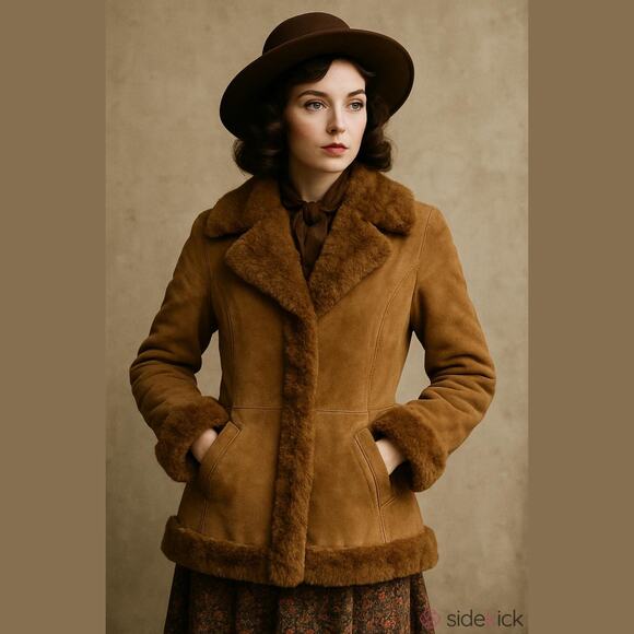 Y2K Vintage Penny Lane Suede Coat Sz M Genuine Leather, Faux Fur Xhilaration - Picture 1 of 11